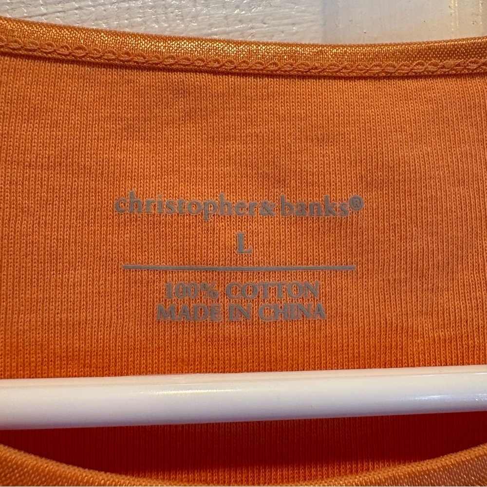Christopher & Banks Orange Polka Dot 100% Cotton Tank Top - Size Large - Picture 2 of 5